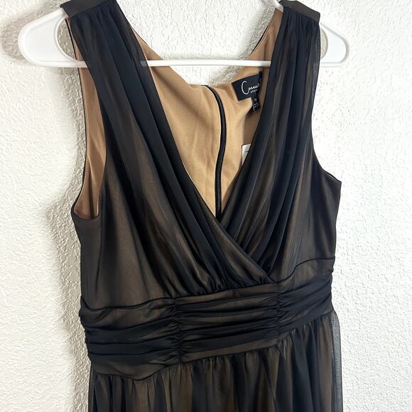 Connected Apparel Womens Black Gold Sleeveless Evening Gown Chiffon Sz 14 NWT - Picture 7 of 13